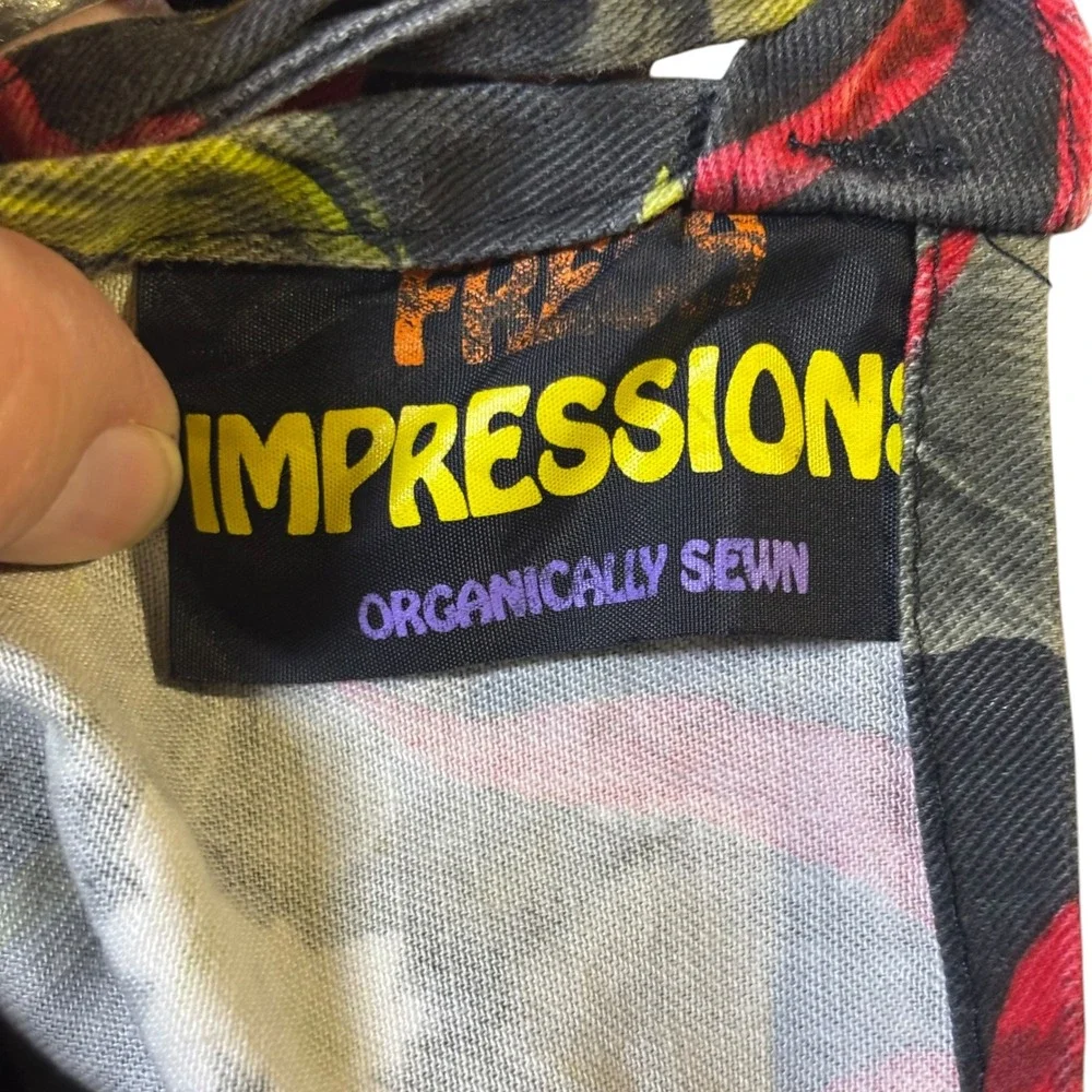 Fresh Impressions Red Chili Pepper Print Bib Apron with Pockets Black Cotton